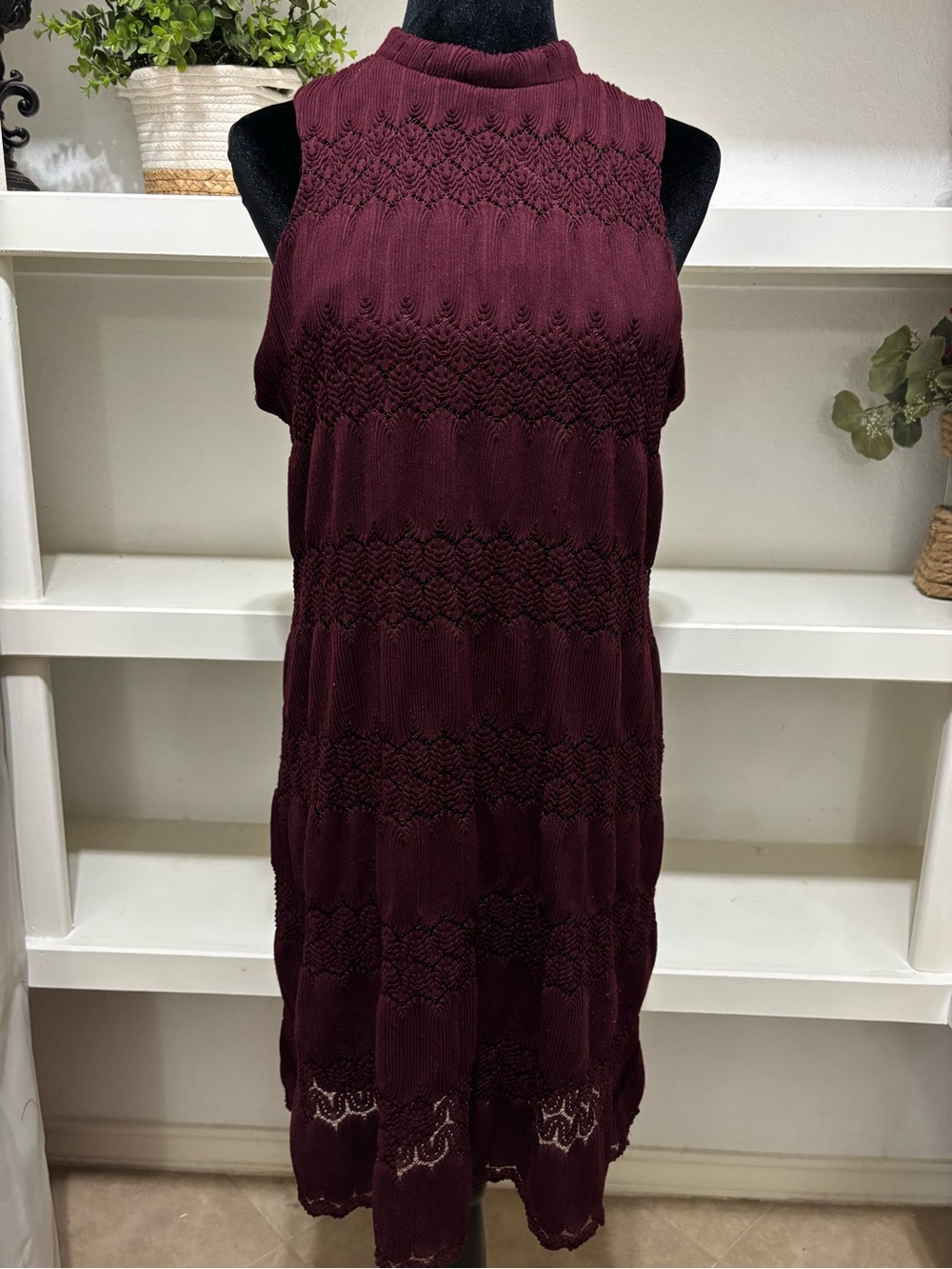 Halo Sleeveless Wine Knit Midi Dress